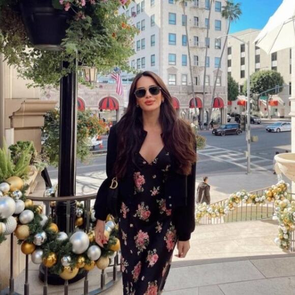 Zara Black Floral Satin Effect Midi Slip Dress with Spaghetti Straps Size Large - Picture 10 of 11